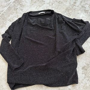 Entro black long sleeve silver top mesh S